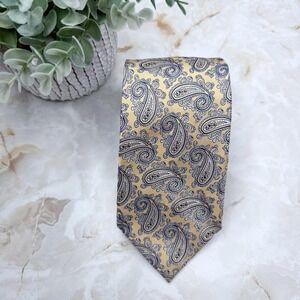 NWT Jos. A. Bank Executive Collective Silk Tie Yellow Blue Paisley 58" X 3 1/2"